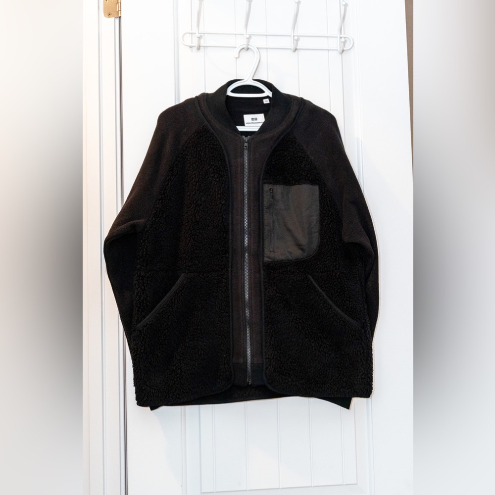 Uniqlo x White Mountaineering Black Fleece Oversized Jacket Size Small